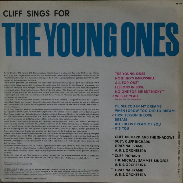 Cliff Sings For The Young Ones 